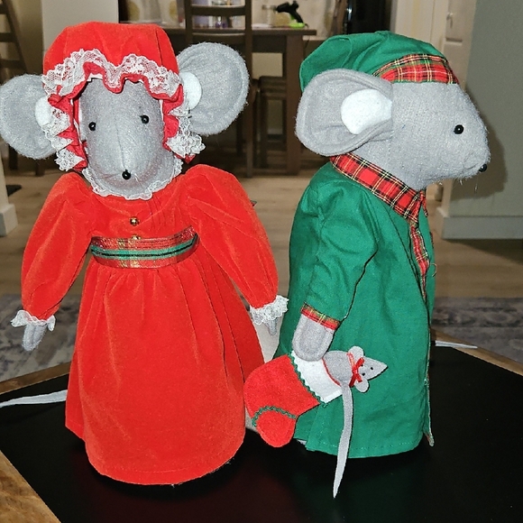 Vintage Christmas Mouse Set 13in Tall Holiday Decor Holiday Collectables - Picture 12 of 15